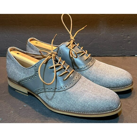 La Milano 'Augustin' Graystone Oxford Dress Saddle Shoes Men's Size 8 - Picture 5 of 10